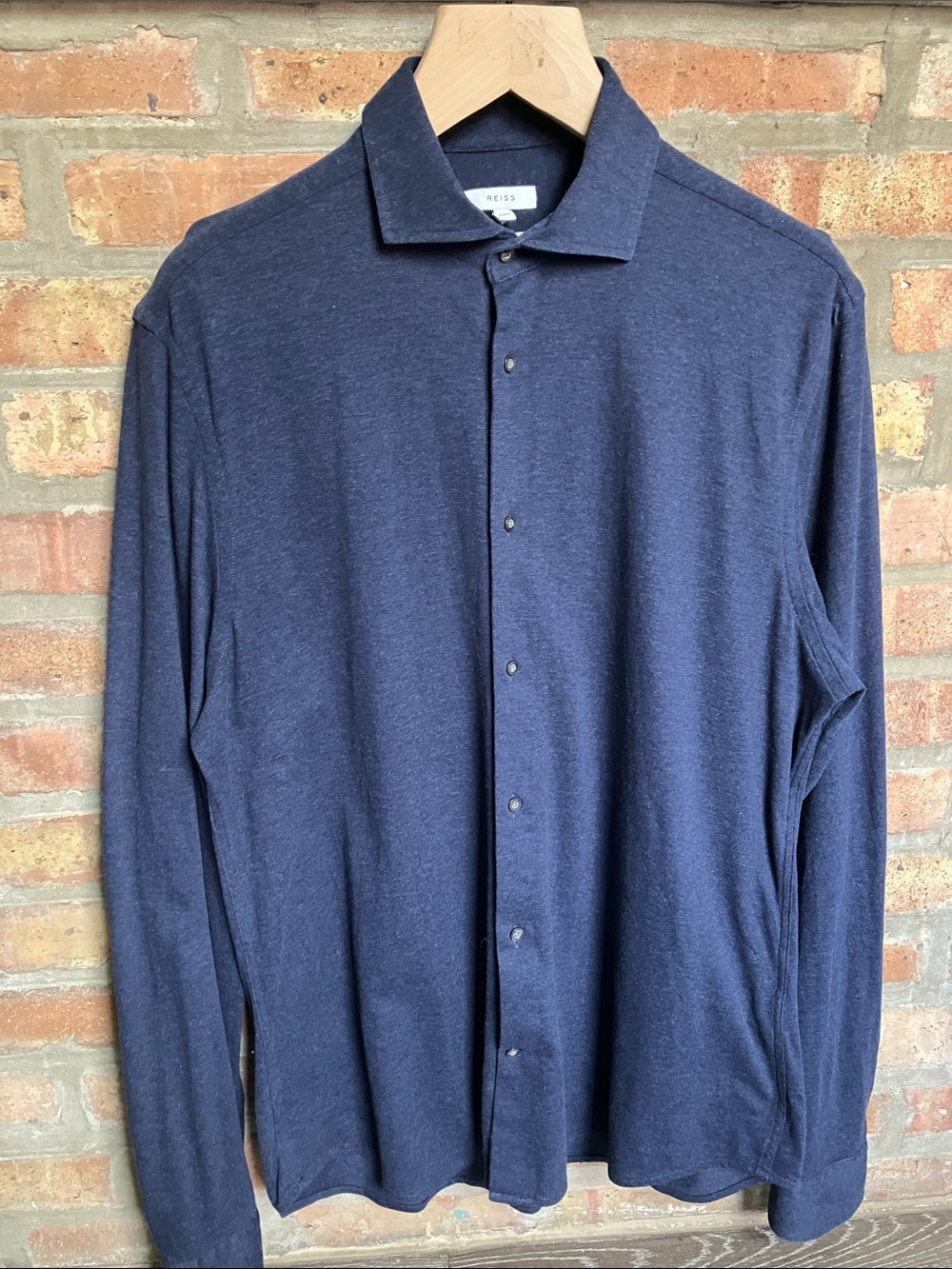 Reiss Men's Dark Navy Long-Sleeve Button-Down Shirt